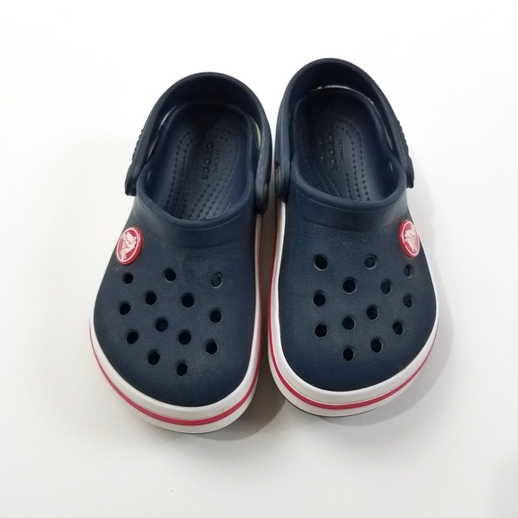 Crocs Blue Stripe Original Clogs Size 8 Toddler - Picture 1 of 5